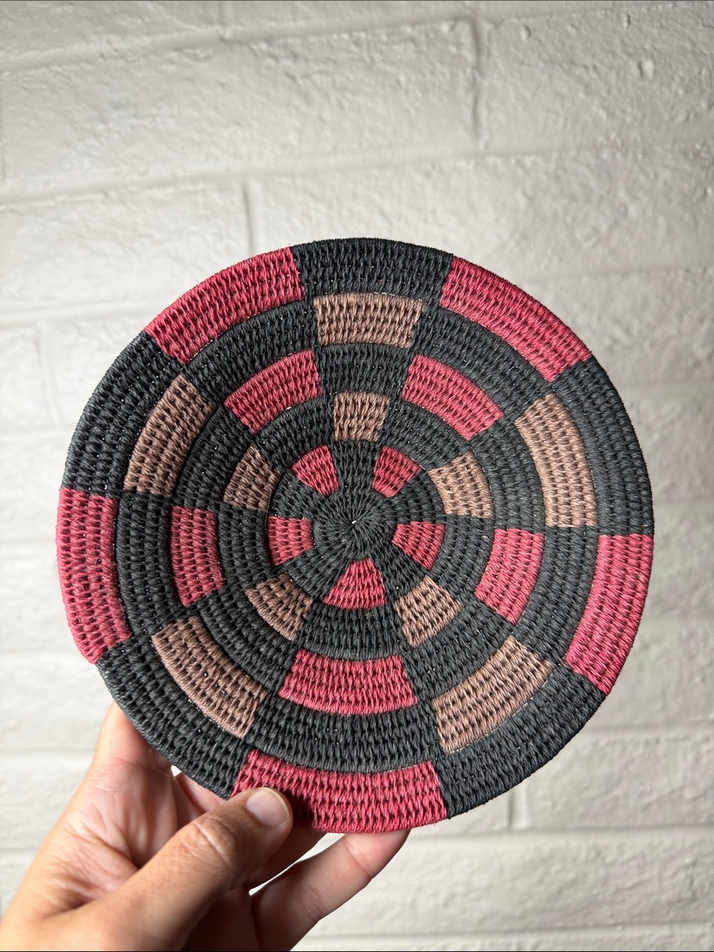 Hand Woven Coiled African Basket Bowl Wall Hanging